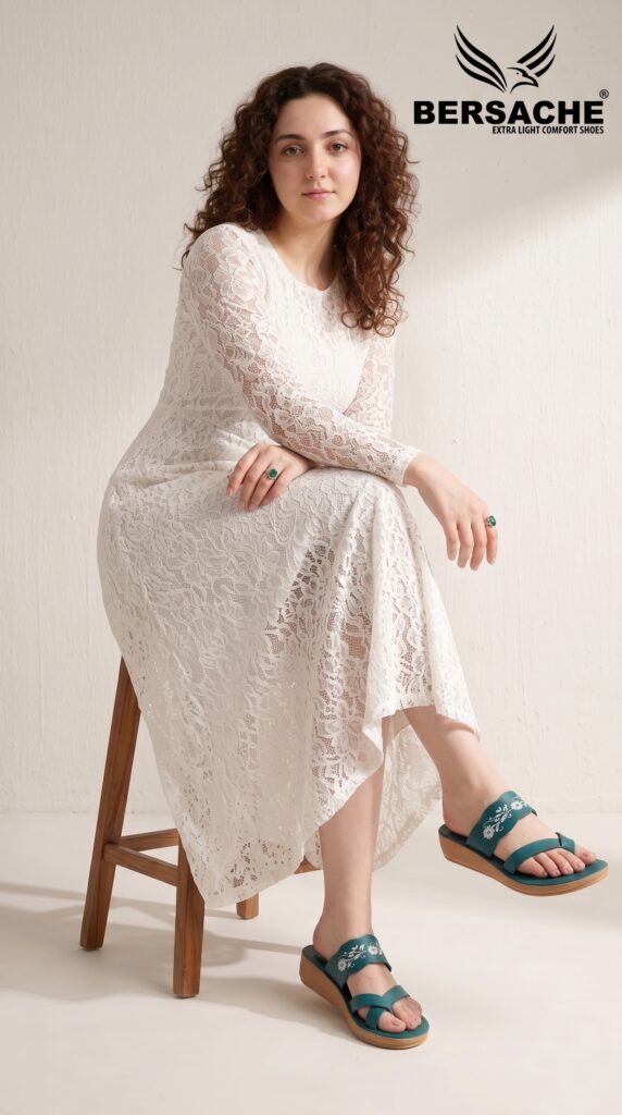 Home woman posing with sandals 2k 202607091344