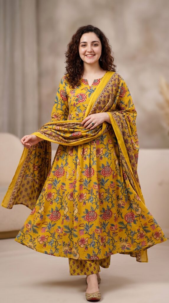 Home woman walking in yellow dress 202607212001